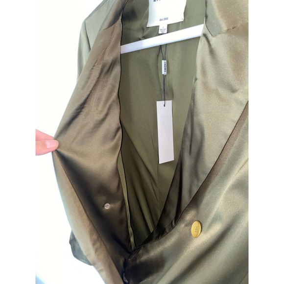 L’AGENCE green satin 3/4 sleeve collard blazer size 2 0063 - Picture 11 of 14